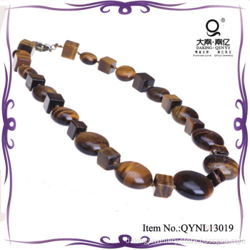 Fashion Necklace Jewelry Tiger Eye Natural Stone with Knotted Accessory